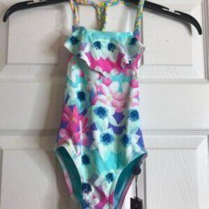 Vigoss Colorful Floral NEW Little Girl One Piece Swimsuit, Size 4